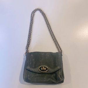 Fossil Vintage Collette Flap Crossbody Bag Dark Forest Green Leather Chain Strap